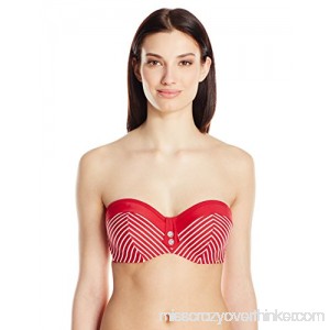 Panache Swim Women's Britt Stripe Bandeau Bikini Top Red White 34 G B01MY5NYPR